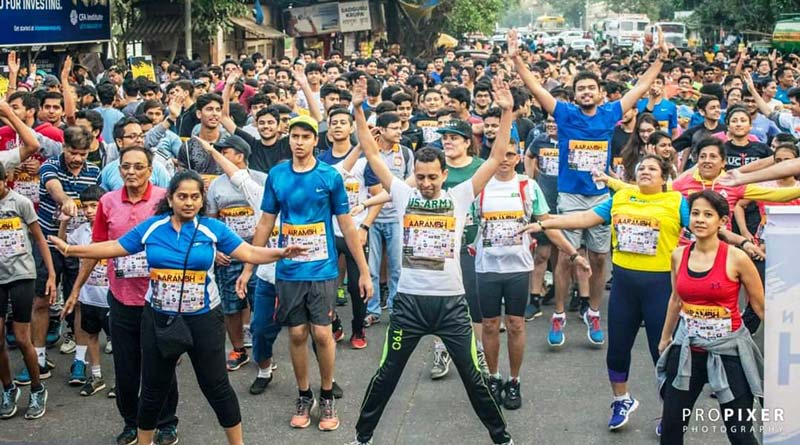 Participants warming up for Aarambh marathon