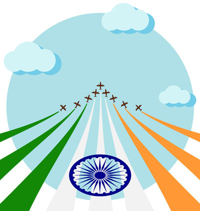 Planes flying in formational with national flag of India