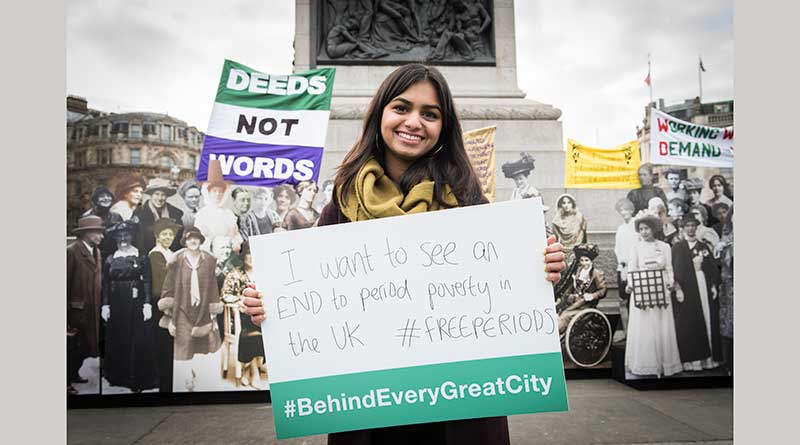 Amisha George, Founder of Free Periods, at a protest