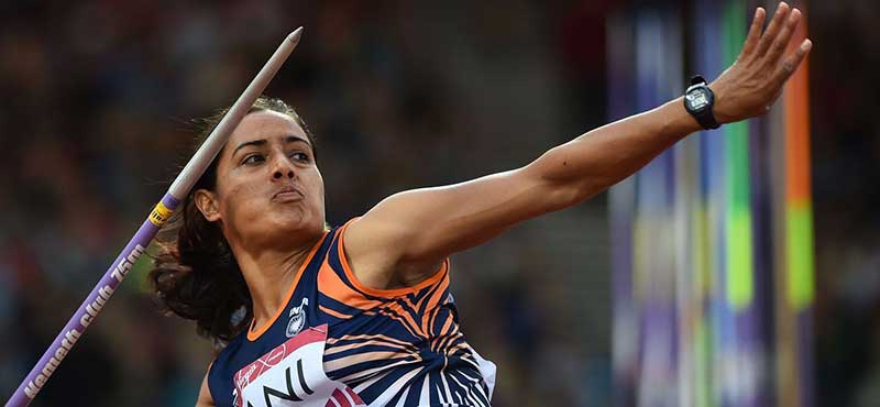 Annu Rani throwing a javelin