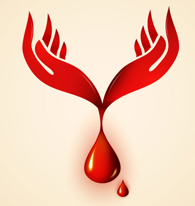 Hands in shape of drop of blood