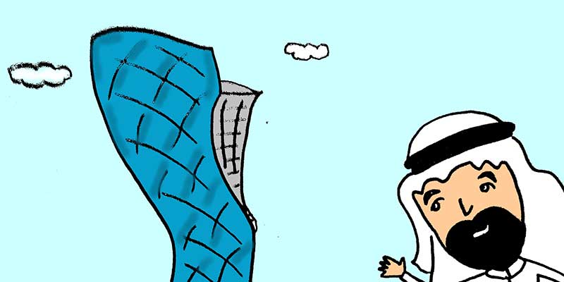 Illustration of Capital Gate skyscraper in Abu Dhabi