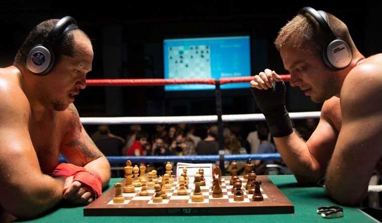 Participants in a Chess Boxing match