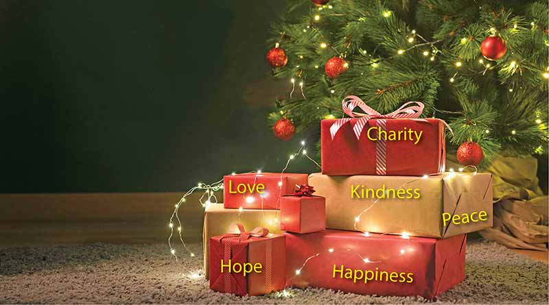 Christmas gifts under a Christmas tree