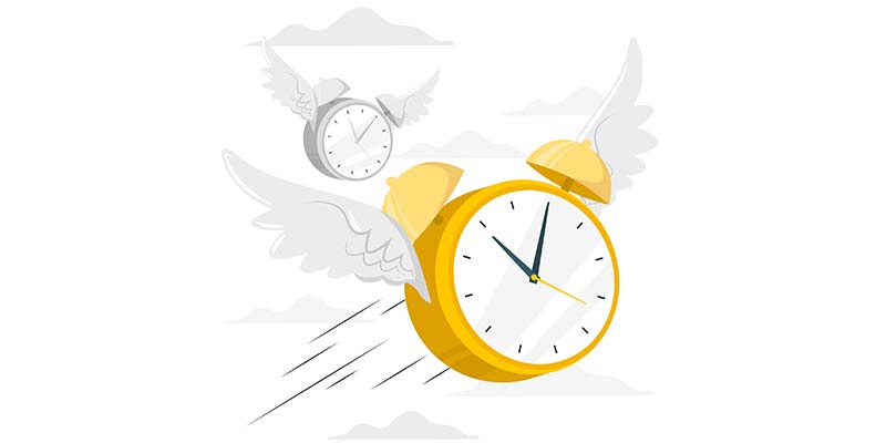 Clocks with wings flying in the sky