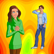 Guy and girl looking at each other