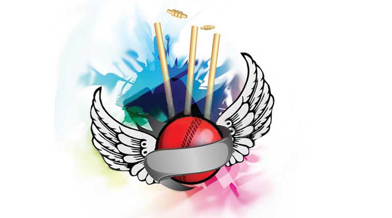 Illustration of cricket ball with wings