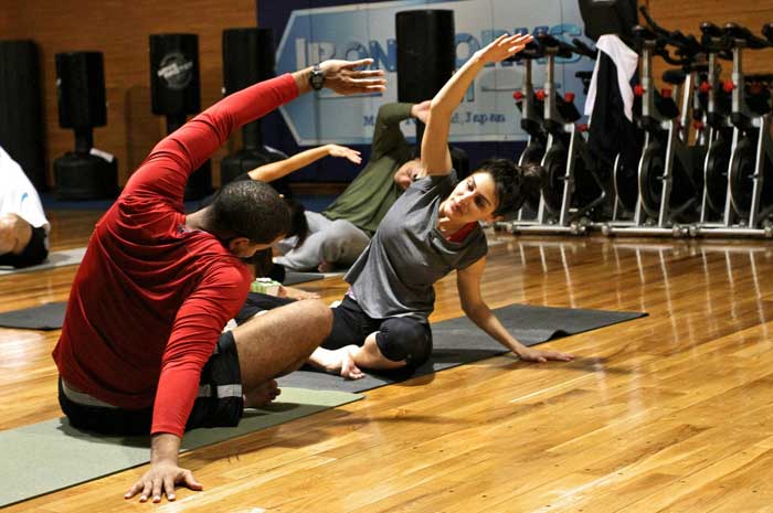 People exercising in the gym