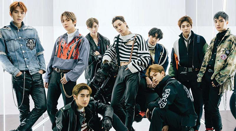 Nine members of K-pop boyband EXO