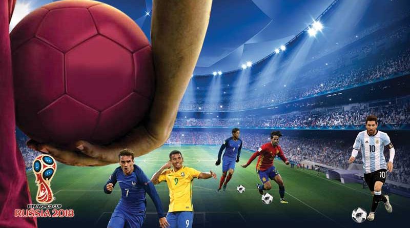 Footaball stadium with players running on the pitch
