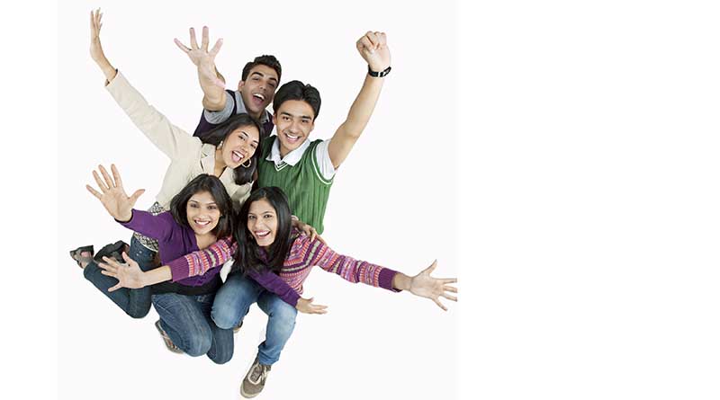 Group of excited friends