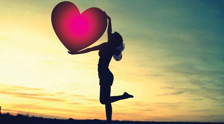 Silhouette of girl with a heart