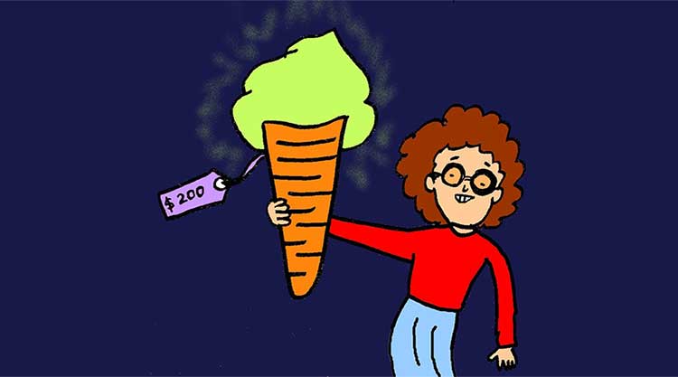 Illustratiof a boy holding a jellyfish ice-cream