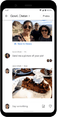 Screenshot of Google Photos messaging feature