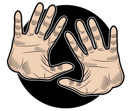 Illustration of hands raised in stop gesture