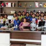 Dr Harleen Kaur, Principal of Mount Carmel International School, Naraiangarh, with students holding up copies of The Teenager Today