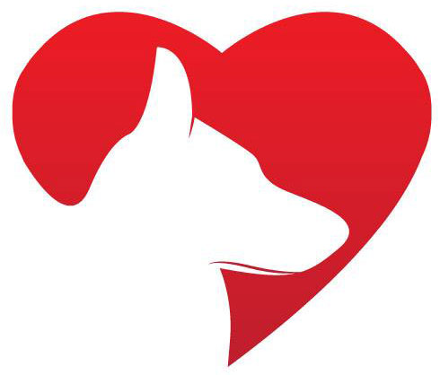 Illustration of German Shepherd dog in front of a red heart