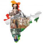 Map of India with freedom fighters