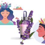 Young people mental health concept with lavender oil bottle and flowers