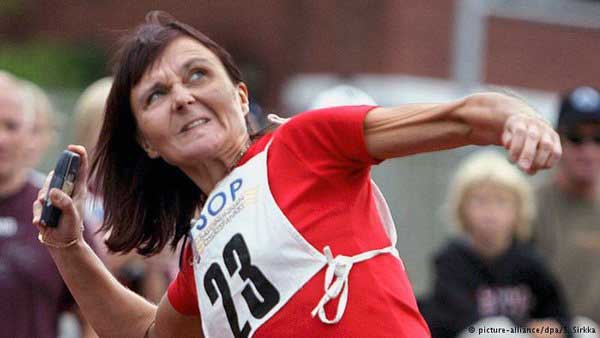 Contestant at the mobile phone throwing world championships in Finland