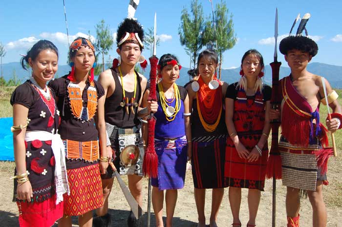 Students representing different Naga tribes