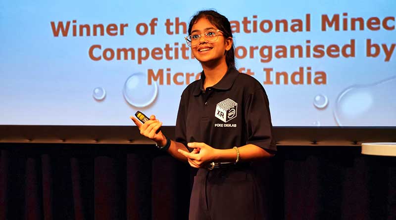 Namya Joshi at the National Minecraft Competition organised by Microsoft India