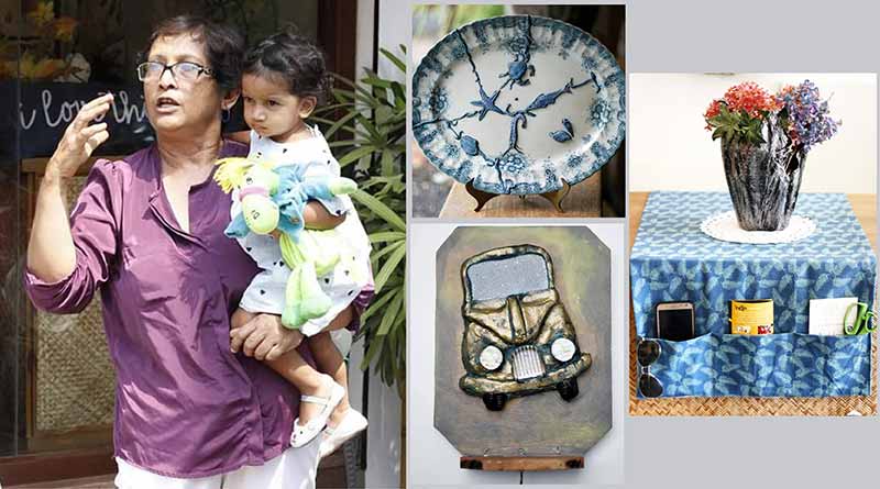 Patricia Pinto with some of her upcycled products