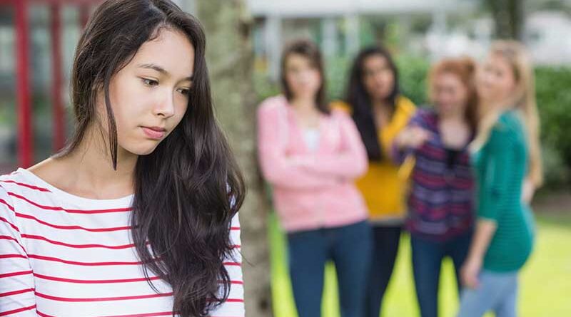 Female student being pressure or bullied by a group of students