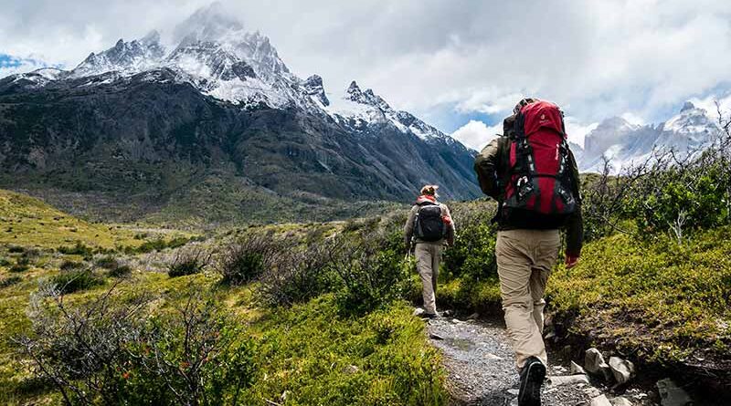 People trekking up to a mountain