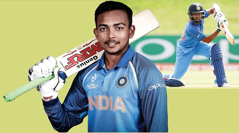 Indian cricketer Prithvi Shaw in India team jersey