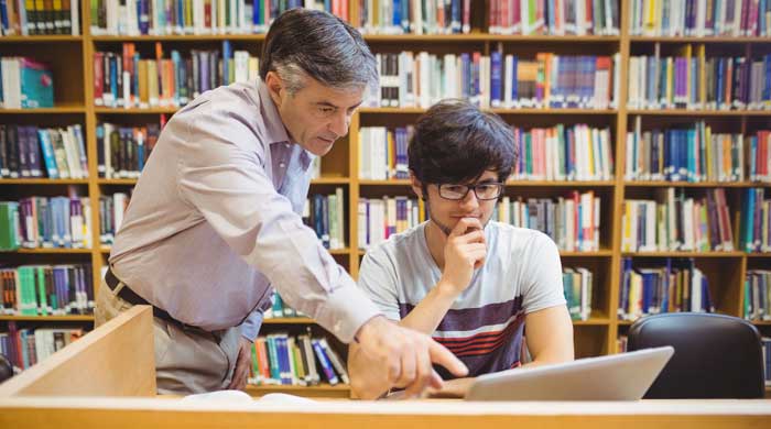 Professor with international student