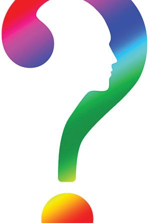 Illustration of a face in a question mark