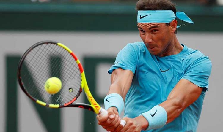 Rafael Nadal plays a forehand shot