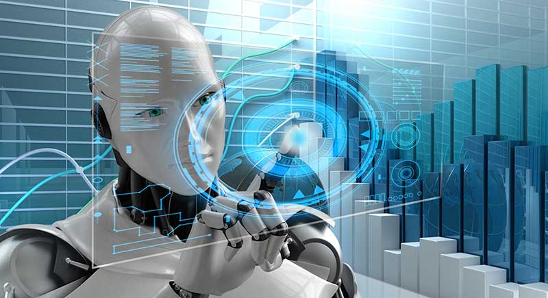 Robot touching digital screen