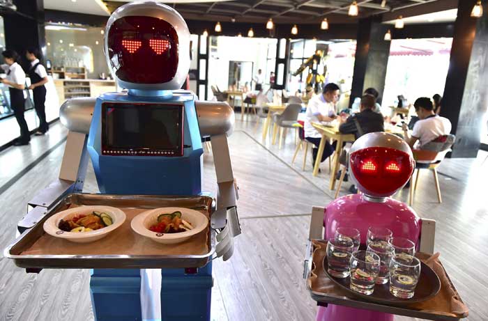 Robot service in a restaurant