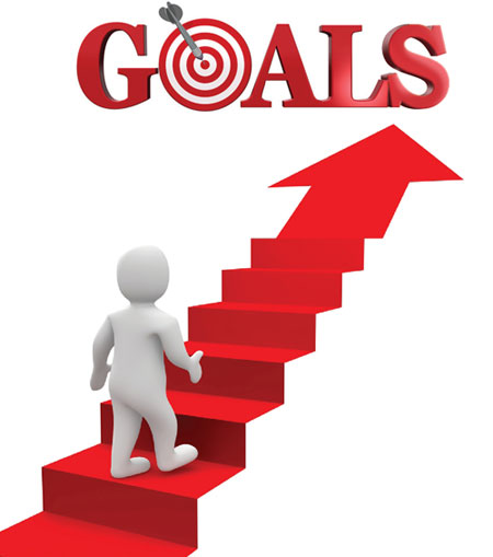 Walking up an arrow ladder to your goal.