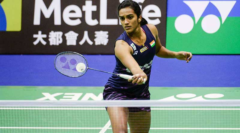 Sindhu playing a shot