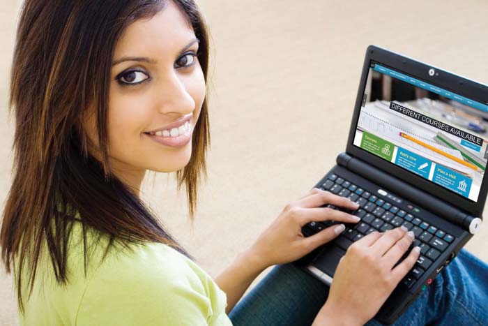 Student using laptop for online courses