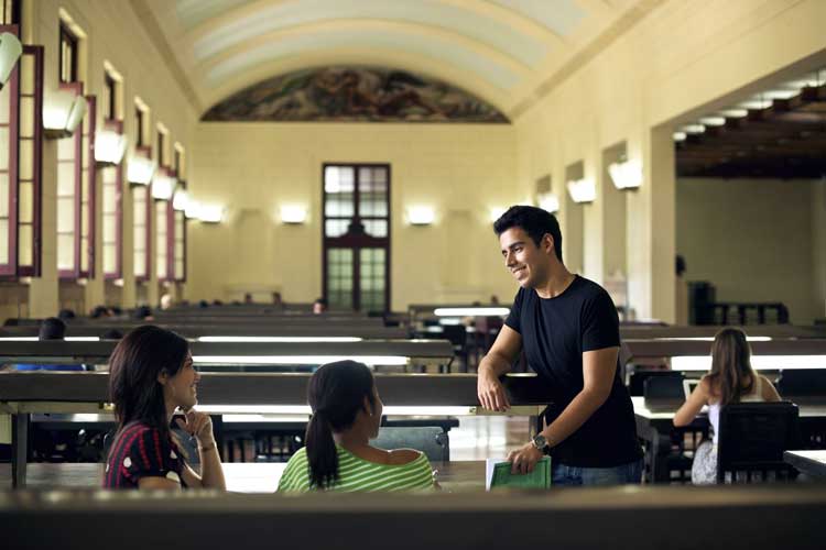 Students studying at college