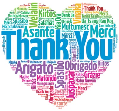 Heart with thank you written in different languages