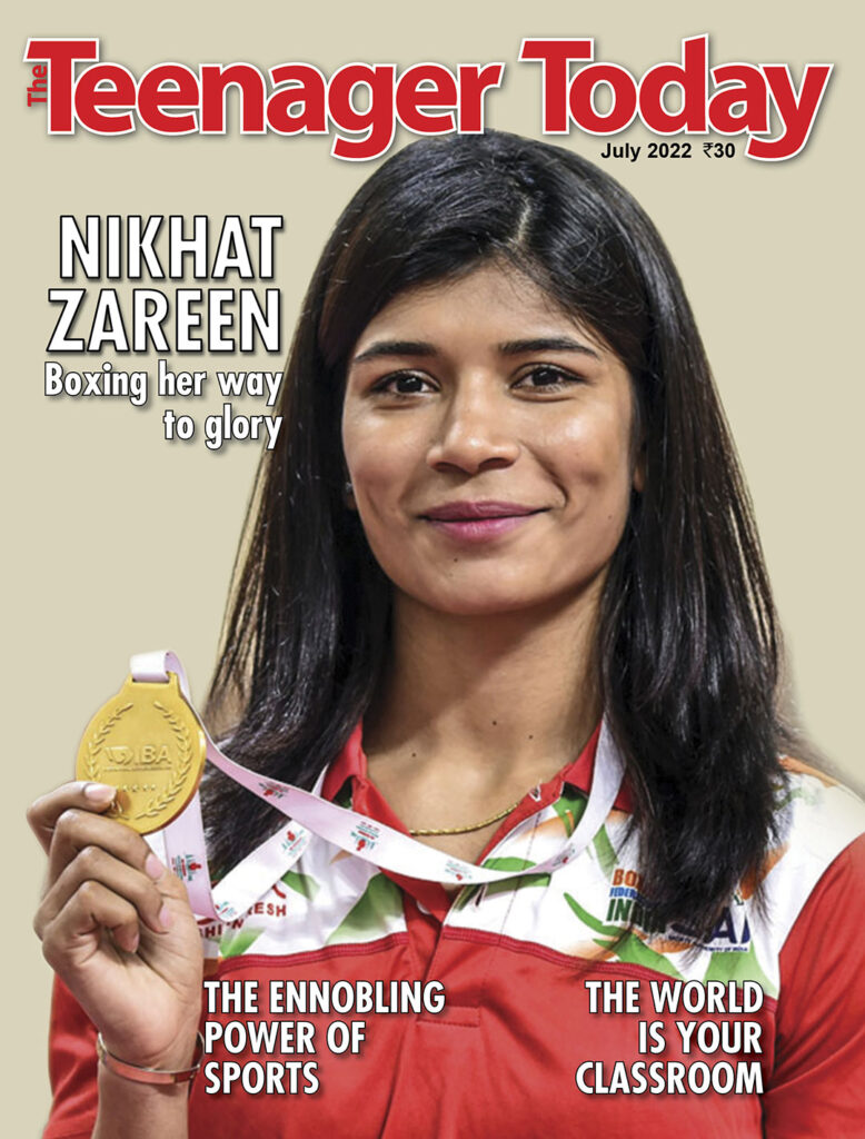 Cover of the July 2022 issue of The Teenager Today featuring boxer Nikhat Zareen