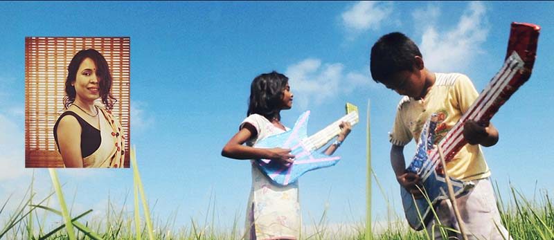 Rima Das (inset) and a scene from the film Village Rockstars