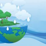 Illustration of Mother Earth with water and forest cover