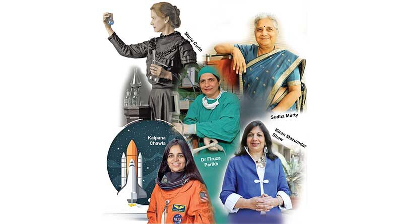 Marie Curie, Sudha Murty, Kiran Mazumdar-Shaw, Dr Firoza Parikh, Kalpana Chawla