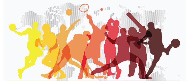 Illustration of figures playing different sports