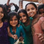 Group of cheerful young girls smiling