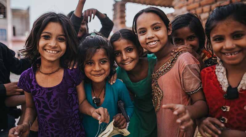 Group of cheerful young girls smiling