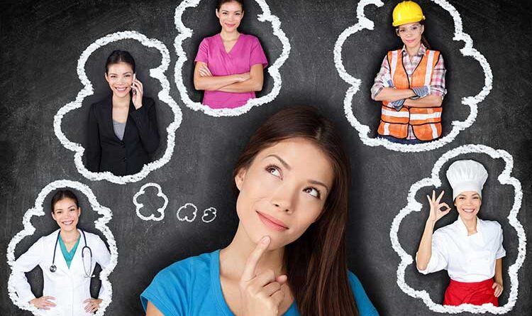 Young woman thinking of different careers