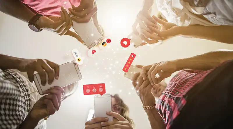 Hands holding smartphones