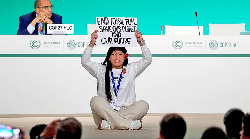 Licypriya Kangujam protesting at COP28